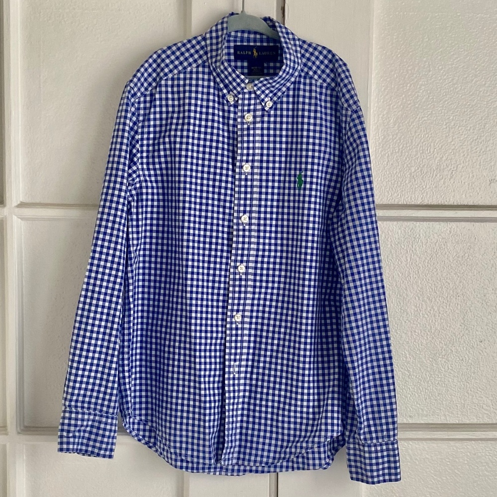 Boys Ralph Lauren Shirt Blue/White Check size M (10-12)